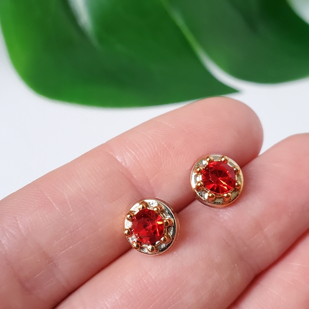 Hypoallergenic Plastic Tiny Studs Earrings Ruby